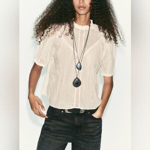 🆕 RUSTIC INSERT BLOUSE - Ecru Zara